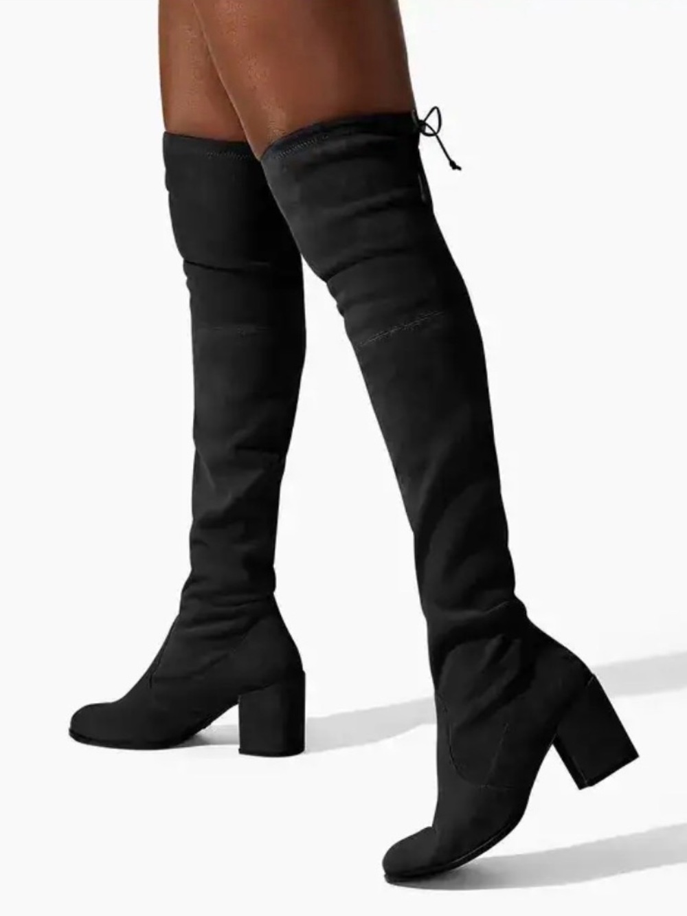 Stuart Weitzman Black Over-the-Knee Suede Block Heel Boots